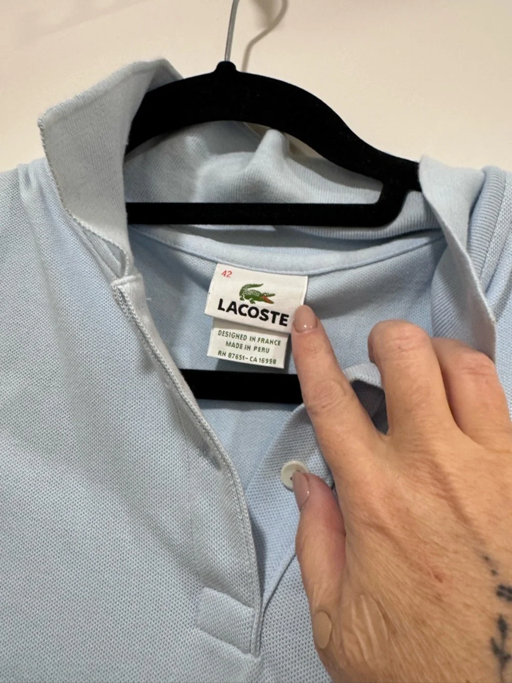 Lacoste Light Blue Polo with Green Crocodile Logo - Picture 3 of 4